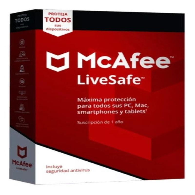 Antivirus McAfee LiveSafe 10 Dispositivos Por 1 Ano